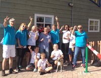 Voetbalteam. Camping golfzang,  familiecamping aan zee en dichtbij het strand en de duinen. Honden zijn toegestaan en het terrein is autovrij. www.campinggolfzang.nl